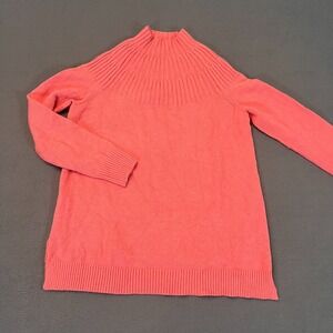 Anthropologie Welford Ribbed Yoke‎ Mock Neck Pullover Sweater Salmon Pink Sz Med